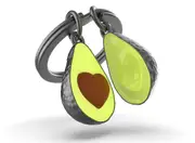 Metalmorphose Miniature 3D Metal Keychain - Avocado with Heart-Shaped Pit, Whitehill MTM337-01