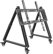 Perfk Low Height Mobile TV Stand Floor Stand Monitor Cart Multifunctional Heavy Duty Adjustable Viewing Angle for Office Home, 32 inch to 70 inch