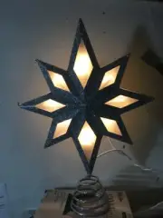 Christmas tree topper silver lit 9 1/2 star