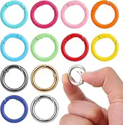 JIYIN Pack of 12 Small Carabiner Hooks, 2 cm Round Split Ring Small Carabiner Key Ring O Ring Key Ring Spring Split Rings for Crafts Bag Accessories Bag Rings
