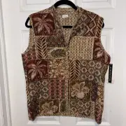 Alfred Dunner Womens size 10 reversible full zip going native vest 0806-G