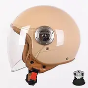 Open Face Motorcycle Half Helmet, ECE Approved, 3/4 Motorcycle Half Helmet with Sun Visor,Vintage Scooter Moped Helmets for Adults