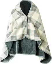 [SUOYUANJIE] Wheelchair Blanket, Wheelchair Blanket, Multi-Purpose Shawl with Button,Thicken Soft Flannel Shawl Blanket,Double Sided Blanket