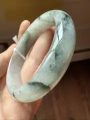 纯天然翡翠A货 55 mm Grade A Burmese Myanmar Jadeite Bangle 冰飄花