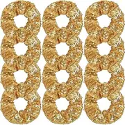 12 Pcs Gold Sequin Scrunchies Bridesmaid Scrunchies Elastics Ponytail Holders Hair Wrist Ties Bands Cloth Scrunchies for Show Gym Dance Party Club Girl Women