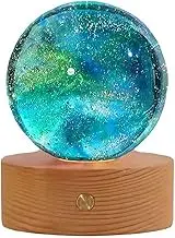 Generic 7 Colors Ice Cracked Crystal Balls, 40mm Chakra Balls with LED Wooden Base, Colorful Mini Glass Healing Spheres with Stand Decoration for Home Living Room