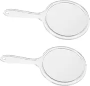 2pcs Transparent Handheld Mirror Travel Vanity Double- Sided Vanity Mirror Handheld Cosmetic Mirror for Cosmetic Hand Makeup Mirror Round Shaped Makeup Mirror Glass Baluue