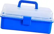 Generic Multipurpose Organizer Lockable Container Storage Bin Sewing Box and Handle for Camping Gym Workplace Makeup Office, Blue