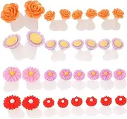 Vaguelly 32 pcs Flower Toe Separators Silicone Pedicure Tool for Nail Polish Application Daisy Sunflower Designs Comfortable Reusable Toe Spreaders for Women
