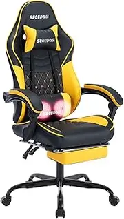 SEGEDOM Gaming Chair Computer Chair with Footrest,Gaming Chairs for Adults, Ergonomic PC Office Chair with Headrest & Lumbar Support, Reclining Chair, Home,Teens, Kids (BlackYellow)