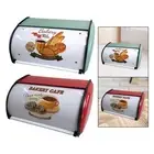 Bread Bin with Roll Lid Portable Metal Bread Box for Bakery Countertop Home