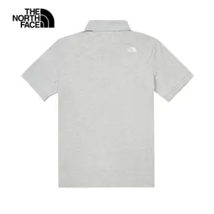 【The North Face 官方旗艦】北面男款灰色品牌LOGO舒適立領短袖POLO衫｜87UXDYX