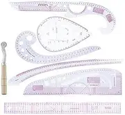 Sewing Rulers, 7PCS Multifunctional Plastic Sew French Curve Metric Shaped Ruler, Accurate Scale Clothing Fashion Ruler for Tailor DIY Clothing