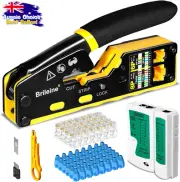 RJ45 Crimp Tool Kit Pass Thru Ethernet Crimper Cat5 Cat6 Tester Connectors