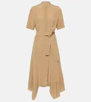 [Stella McCartney] Stella McCartney Silk crêpe de chine shirt dress AU 4 beige