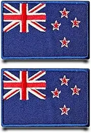 [Tuyatezhi] 2 Pieces New Zealand Flag Patch Tactical Embroidered Emblem Fastener Hook & Loop Applique Military Funny Patches for Jacket,Vest,Bags,Backpacks,Hats,Clothes,Jeans,Caps