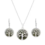 IRISH CONNEMARA STERLING SILVER TREE OF LIFE EARRINGS & PENDANT SET