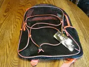 Eastport Mesh Bungee Backpack W/ Padded Shoulder Straps Black / Sweet Coral NWT