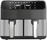 Dual Air Fryer, 8L Double Drawer Air Fryer, 10-In-1 Cooking Presets, with Touchscreen and Timer Function, Temperature Control, 2000W Large Air Fryer, for Oil Free & Low Fat Healthy Cooking