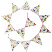 BIRDS TWEET COTTON BUNTING PARTY DECOR FLAGS PENNANT BANNER - 12 Flags **NEW**