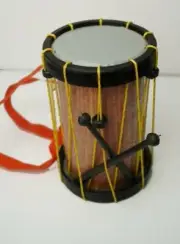 kids drum toy with sticks and hanging thread - medium size-Multi color