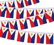 30PCS Philippines National Flag Bunting String,33 FT Filipinos Pennant Banner Decoration,Decoration Banner for School Party Meeting Carnival Decor