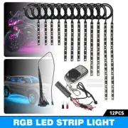 12X Motorcycle LED Under Glow Light Neon RGB Strip Kit Remote Control ATV UTV