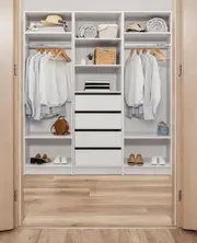 Malmo Three Shelf/Four Drawer Walk In Wardrobe - Vj Panel