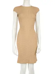 Beige Knit Sleeveless Mini Dress