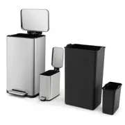 Giantex 40L & 6L 2PCS Stainless Steel Pedal Rubbish Bin Trash Can w/Detachable Inner Buckets Kitchen Garbage Can