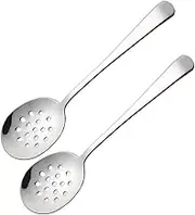 LABRIMP 304 Stainless Steel Draining Colander Short Slotted Spoon Kitchen Serving Spoon