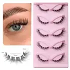 5 Pair Full Strip Cat Eye Fake Lashes 3D Faux Mink Lashes Eyelashes Extension