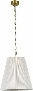 Beacon Lighting Amici 1 Light Pendant in Aged Brass with Pleated White Linen