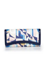 Blue Leather Abstract Pattern Long Wallet