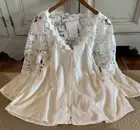 2X Plus Size Boho White Lace CottageCore Peasant Vtg 70s Top Blouse Womens XXL