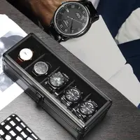 在飛比找樂天市場購物網優惠-手錶收納盒 專利正品啞黑手表收納盒5位透明玻璃蓋g-shoc