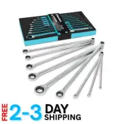 9-Piece Extra Long Ratcheting Wrench Set - Chrome Vanadium Steel, Metric Sizes