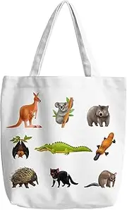 [Generic] Kangaroo Koala Lover Gift Australian Animals Tote Bag Platypus Crocodile Shopping Grocery Bag