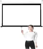 NILZA Auto-Locking Projector Screen Pull Down 60in 16:9 Projection Screen Wal...