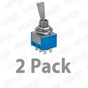 2 PACK - DPDT (ON/ON) MINI BAT HANDLE TOGGLE SWITCH 6AMP-125V # 66-1228-2PK