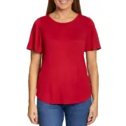 NWT Nine West Women's Bonfire Red Flutter Sleeve Top S