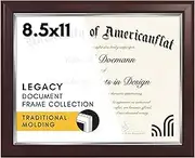 Americanflat 8.5x11 Diploma Frame - For Certificates or Use as 8.5x11 Picture Frame - Ornate Antique Frames with Shatter-Resistant Glass - Legacy Collection - Wall or Tabletop - Silver and Mahogany