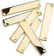 10 Pieces - 16K Gold Plated Stamping Blank Bar Horizontal Pendant Name Plate Jewelry Supply Craft Supplies 1.35" x 0.28" (34.3mm x 7mm) - 10P4 (Gold), Brass