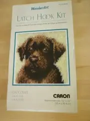 Wonder Art Chocolate Lab Puppy Dog Caron Latch Hook 12" Pillow Kit New Open Box