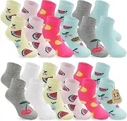 [Geyuwoz] 12 Pairs Children's Socks Girls Boys Trainer Socks Cotton Children School Child Cute Girls Ankle Socks for Sportscoken Socks Boys Colourful for Tennis Causal
