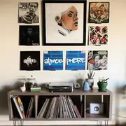 Vinyl Record Wall Mount- 10 Pack| No Wall Damage | Floating Shelf | Black & White Album Holder | Display Your Best LPs