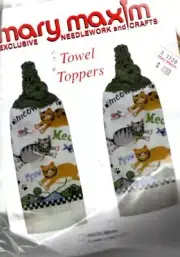 NIP!! MARY MAXIM MEOW CAT TOWEL TOPPERS KIT MAKES 2