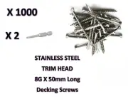 1000 x S/Steel 304 8Gx50mm Trim Deck Screws DECKING MERBAU STAINLESS STEEL