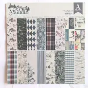 Authentique Winter 12x12 Paper Pad Christmas Snow Ski Sled Mountains - Solitude