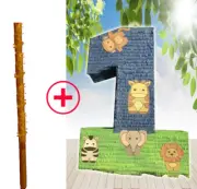Number One Animals 1 Pinata birthday Piñata Pull string Hit WITH OPTION STICK